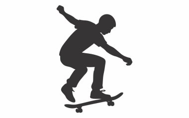 Kaykay oynayan bir kişinin dinamik silüeti.