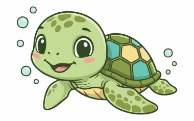 Yavru deniz kaplumbağasının karikatür çizimi