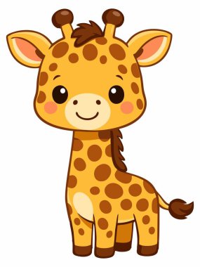 Sevimli Karikatür zürafa illüstrasyon.