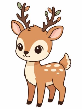 Yavru geyiğin şirin çizgi film çizimi