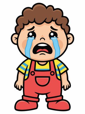 Üzgün ve ağlayan bir çocuğun tasviri.