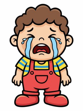 Üzgün ve ağlayan bir çocuğun tasviri.