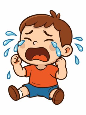 Üzgün ve ağlayan bir çocuğun tasviri.