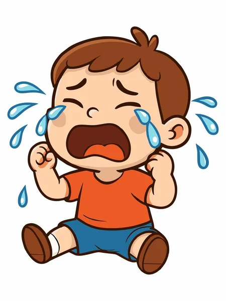 Üzgün ve ağlayan bir çocuğun tasviri.