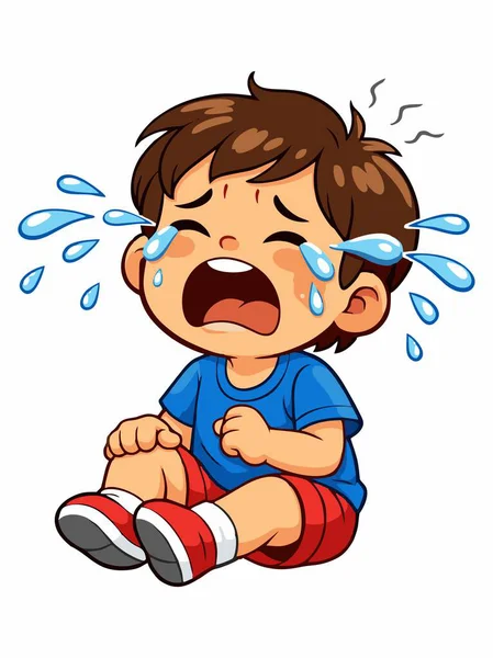 Üzgün ve ağlayan bir çocuğun tasviri.