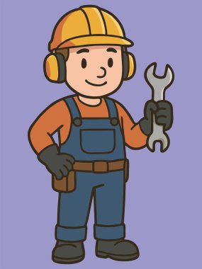 Çizgi film Tamircisi Tutucu Anahtarı İllüstrasyonu