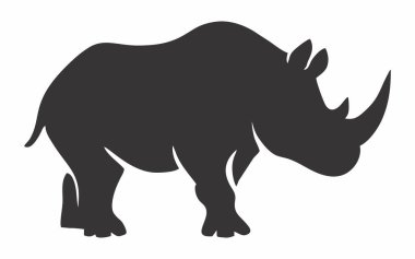 Siyah gergedan silueti vektör çizimi