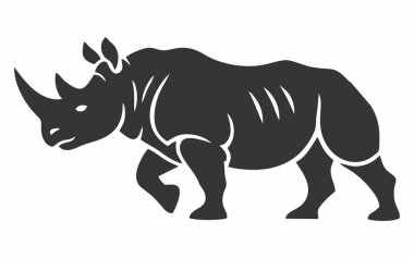 Siyah gergedan silueti vektör çizimi