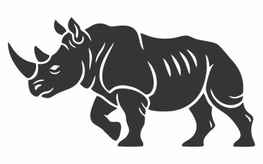 Siyah gergedan silueti vektör çizimi