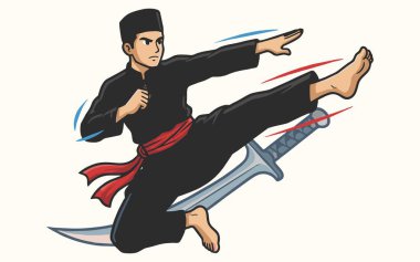 Pencak Silat çalışması yapan birinin görüntüsü