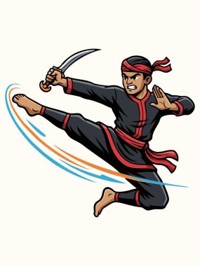 Pencak Silat çalışması yapan birinin görüntüsü