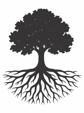 Kökleri siluet resimli ağaç