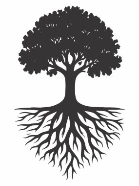 Kökleri siluet resimli ağaç