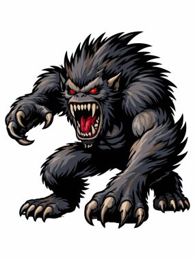 Vahşi bir kurtadam canavarı tasviri.