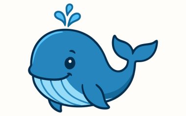 Mavi balinanın karikatür çizimi