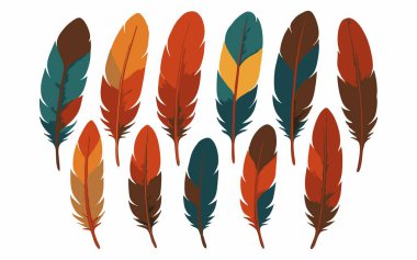 Renkli bir tüy sürüsünün vektör çizimi.