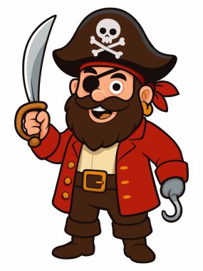 Bir korsan kaptanın karikatür çizimi