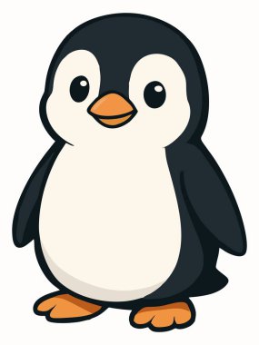 Sevimli penguen çizgi film karakteri çizimi