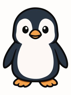 Sevimli penguen çizgi film karakteri çizimi