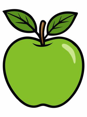 Yeşil elma çizgi film vektör çizimi