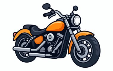 Klasik kırmızı motosiklet karikatür vektör çizimi