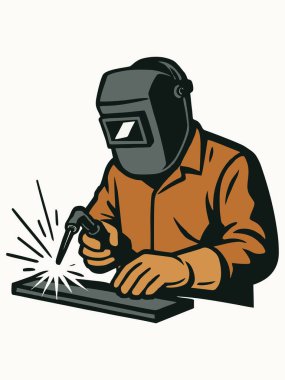 Kaynakçı olarak çalışan birinin tasviri.