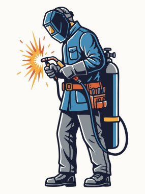 Kaynakçı olarak çalışan birinin tasviri.