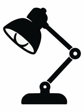 Masa Lambası Siluet Vektör İllüstrasyonu