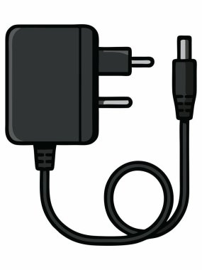 Kablolu Siyah Güç Uyarlayıcısı ve Çift-Pin Eklentisi