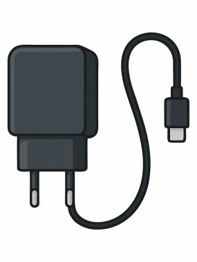 USB-C Kablolu Siyah Duvar Şarj Aracı