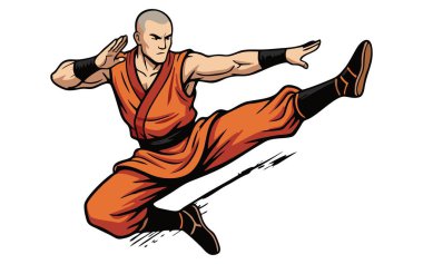 Bir Shaolin rahibinin dövüş sanatları çalışması.