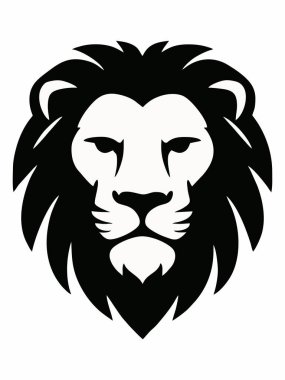Siyah ve beyaz aslan baş logo vektör çizimi