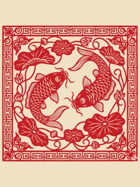 Geleneksel Çin Koi Balığı Kağıt Kesim Sanatı Refahı Sembolize ediyor