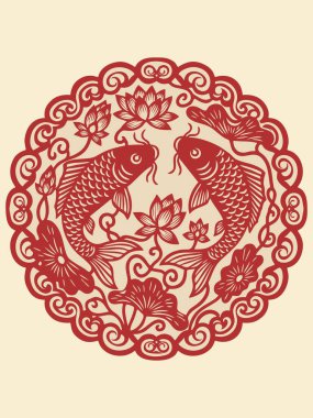 Geleneksel Çin Koi Balığı Kağıt Kesim Sanatı Refahı Sembolize ediyor