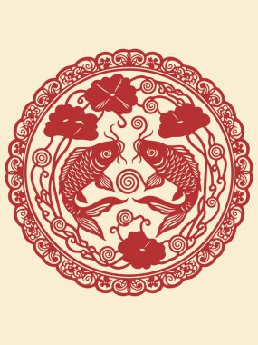 Geleneksel Çin Koi Balığı Kağıt Kesim Sanatı Refahı Sembolize ediyor