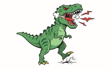 Kükreyen bir Tyrannosaurus Rex dinozorunun karikatür çizimi.