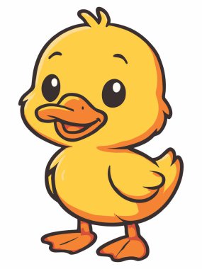 Sevimli Sarı Çizgi Film Ördeği Ayakta Duruyor