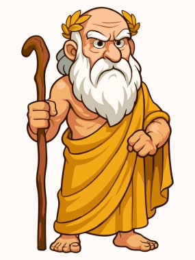 Zeus Karikatürü Yunan Tanrı İllüstrasyonu