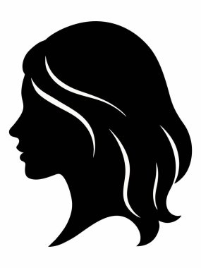Kadın Profili Siluet Vektör İllüstrasyonu