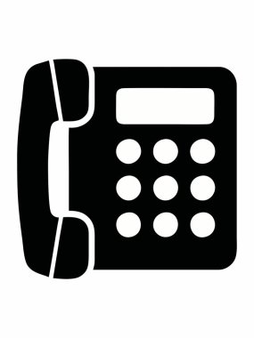 Siyah Siluet Sabit Telefon Hattı Simgesi