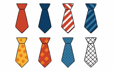 Renkli Boyunbağı Koleksiyon Vektörü İllüstrasyonu