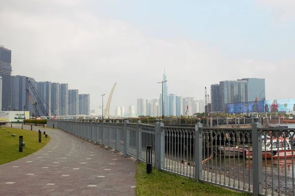 Photo of Bach Dang Wharf  in Ho Chi Minh City, Vietnam on December 5th 2025 : Panorama of Bach Dang Wharf in a misty day. This place is one of the most popuplar landmarks of Saigon that attracts thousands vistitors each year