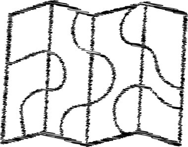 Panel kırışıklıkları ve soyut yollarla çizilmiş bir yol haritası.