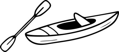 Küçük bir kano, nehir ya da göl maceralarını gösteren tek bir bıçakla çizilir..