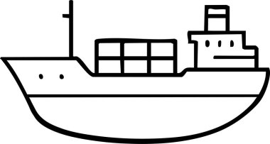 Yan profilde sağlam bir ticaret gemisi görünüyor. Okyanus nakliye rotaları için hazır..