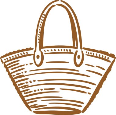 El çizimi saman tarzı sepet sepetinin sapları ve dikişli dokusu var..