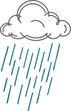 Temiz hava sembolü için dikey yağmur damlaları salan basit bir bulut.
