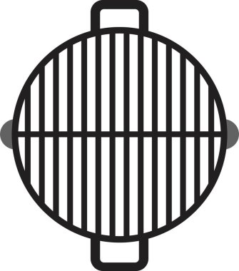 Basit bir hatla, dikey çubukları ve yan sapları olan dairesel ızgara ızgarası..