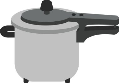 Side view of a sealed pressure cooker pot with handle and lid latch.