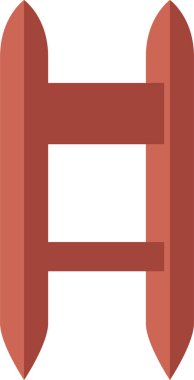 Front view of a simple wooden ladder with two rails and evenly spaced rungs.